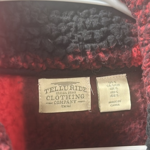 Women’s Sherpa Black & Red Checker Quarter Zip Fleece NWOT - Picture 5 of 5